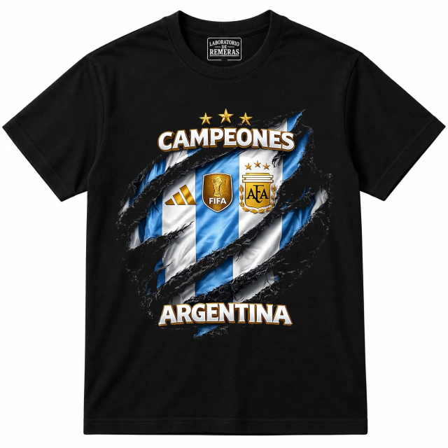 Remera Argentina Tres Estrellas